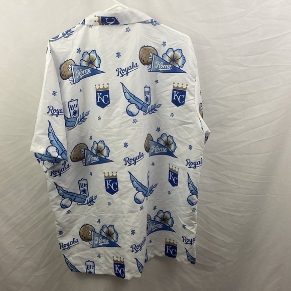 Kansas City Royals Hawaiian Button Up Short Sleeve Shirt Size XL Miller Lite - Picture 8 of 8